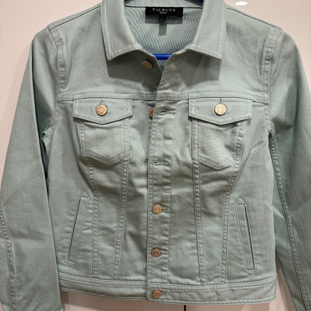 Talbot's Petite Women's Jean Jacket Turquoise